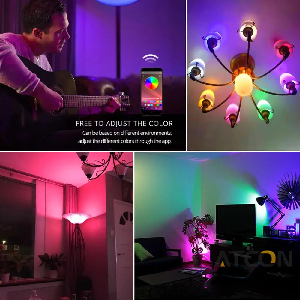 Dimmable Smart Home Life LED light Bulb E27 15W RGBW Music Bluetooth 4.0 APP Control Smart lamp Compatible Android / IOS System