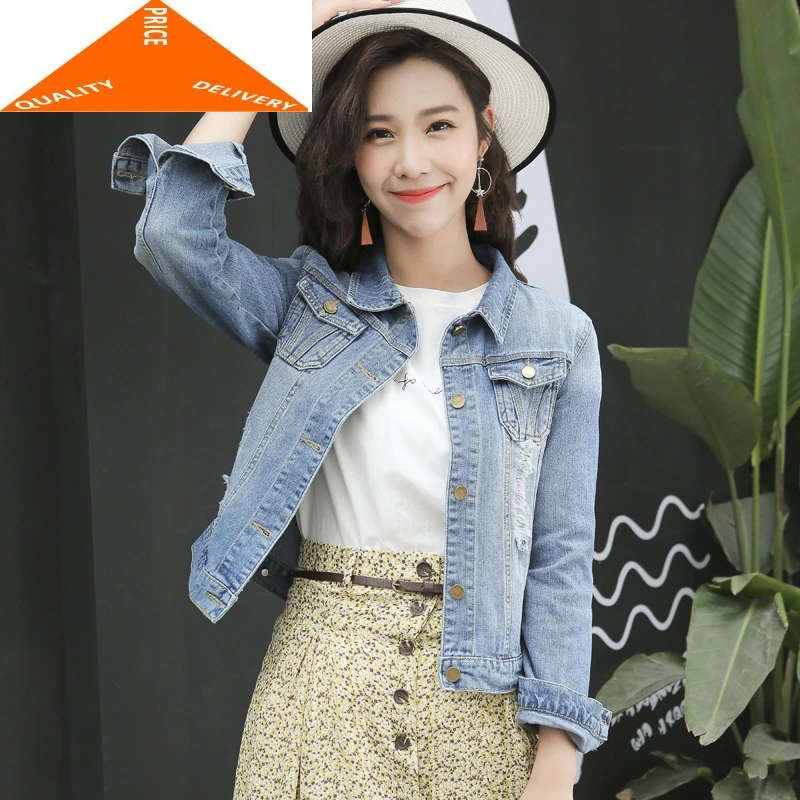 

Clothes Jeans Women 2020 Spring Autum Denim Jacket Vintage Short Coat Outwear Slim Blue Coats Jaqueta Feminine -2
