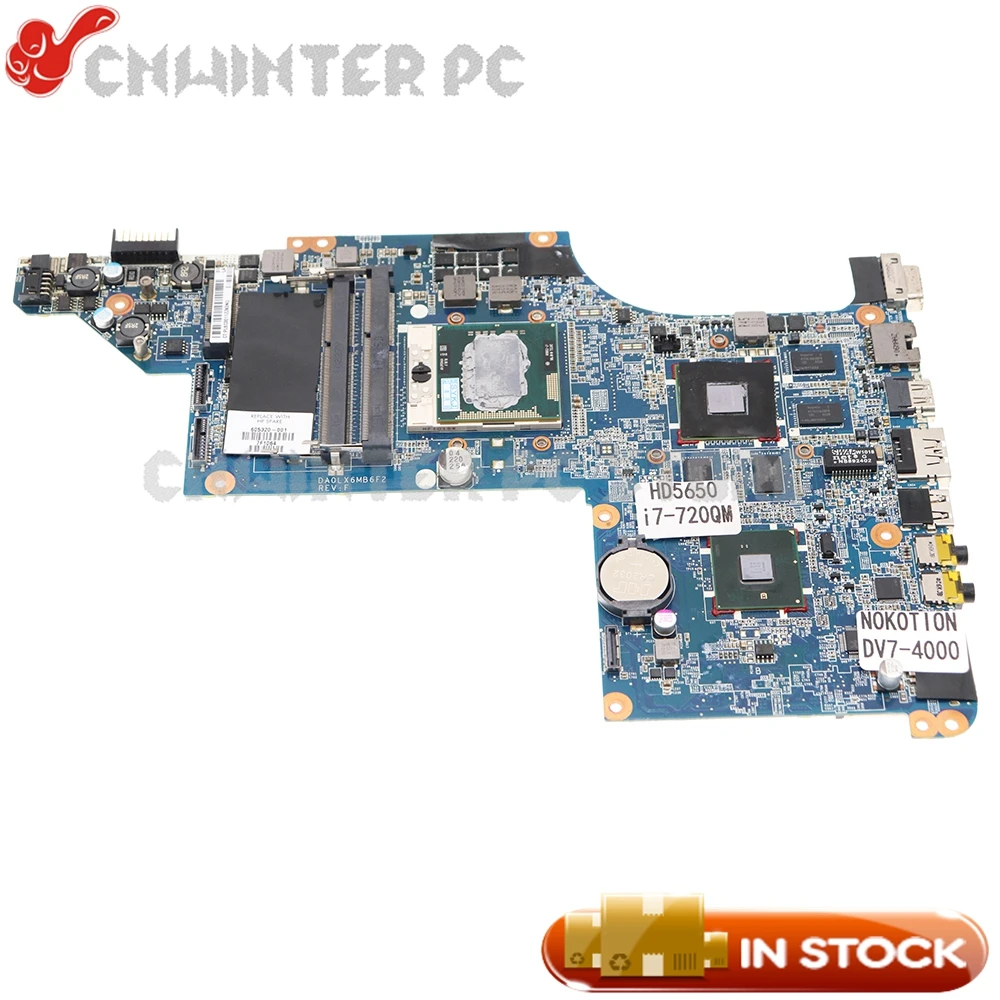 Материнская плата NOKOTION 605320-001 615307-001 для ноутбука HP Pavilion DV7 DV7T с процессором i7-720QM