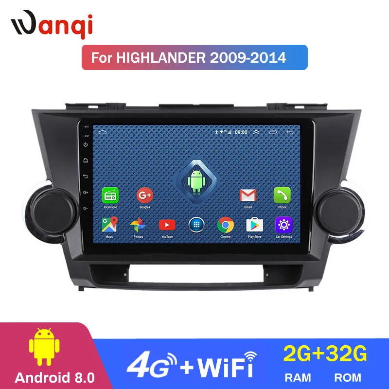 Wanqi 4 ядра Android автомобильный мультимедийный плеер для Toyota Highlander 2009-2014 авто