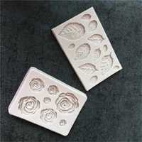 silicone molding molds designer diy mould rose green leaf simulation silica gel flower candle mold