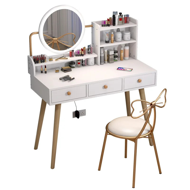 

Modern Simple Makeup Table Dressers for Bedroom Nordic Dressing Table Bedroom Cabinet Integrated Makeup Vanity Table with Mirror