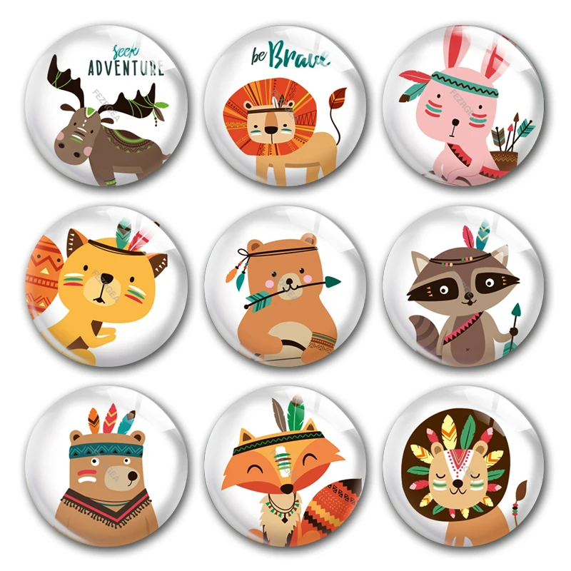 Ручная работа дикие Мультяшные животные будьте смелыми круглые фото Стеклянные