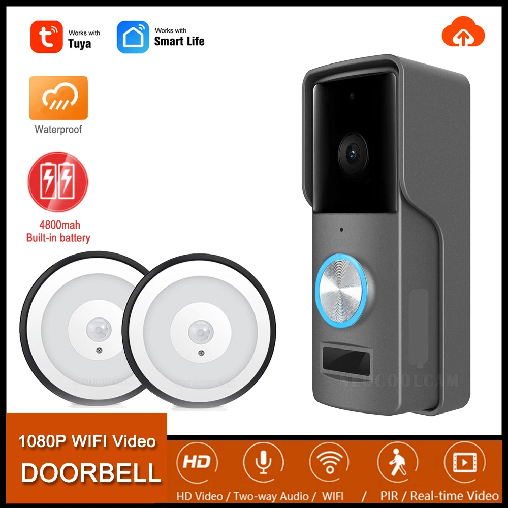 

Tuya HD 1080P Wifi Video Doorbell Camera Wireless Smart Home Door Bell Outdoor Intercom PIR Motion Alarm Support AC12V-24V Power
