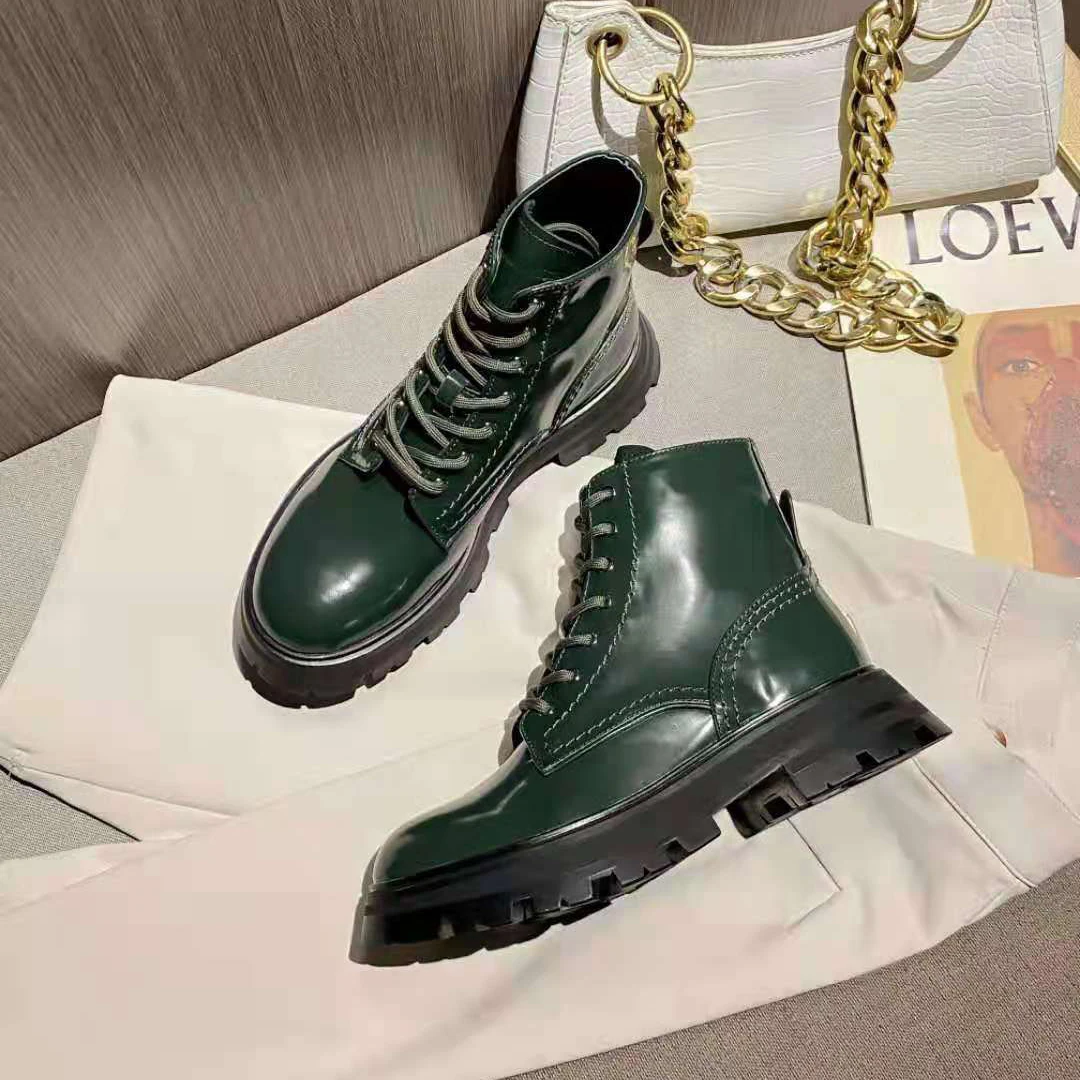 

Vallu 2021 autumn and winter full leather retro style, leisure and versatile flat-bottomed comfortable lace-up women's boots