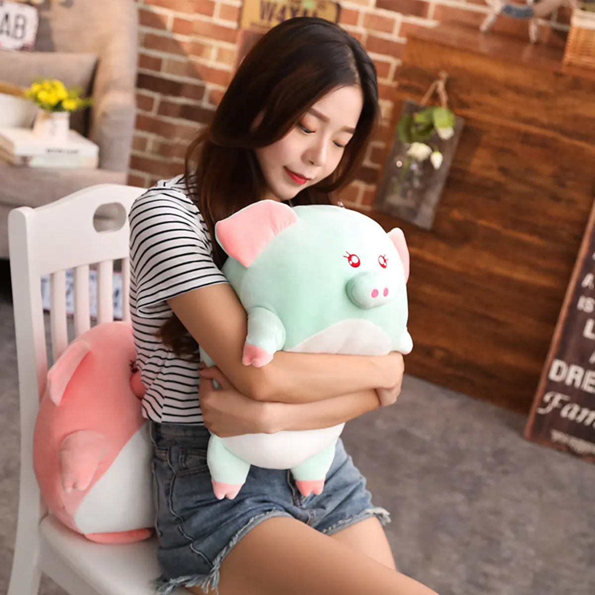 

New Arrive 5 Colors 45CM Cute Lovely Soft Stuffed Doll Fully Stuffed Piggy Elastic Pigs Plush Toy Emotional Kids Wedding Gift