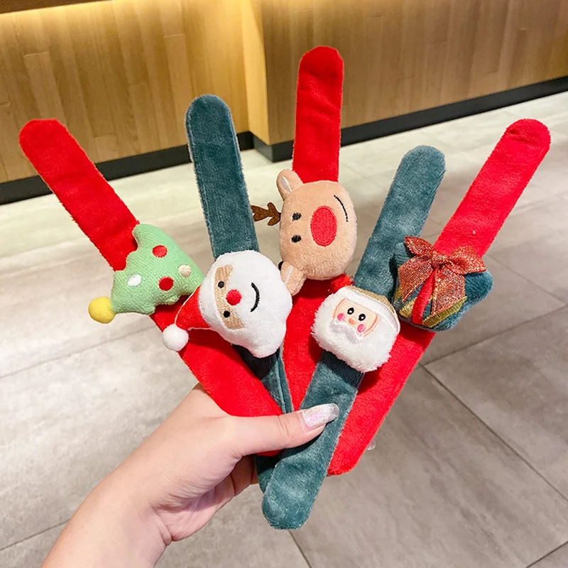 

3PCS Father Frost Figure Under Christmas Tree Christmas Clap Ring Bracelet Decoration Christmas Ring Santa Claus Doll Snowman