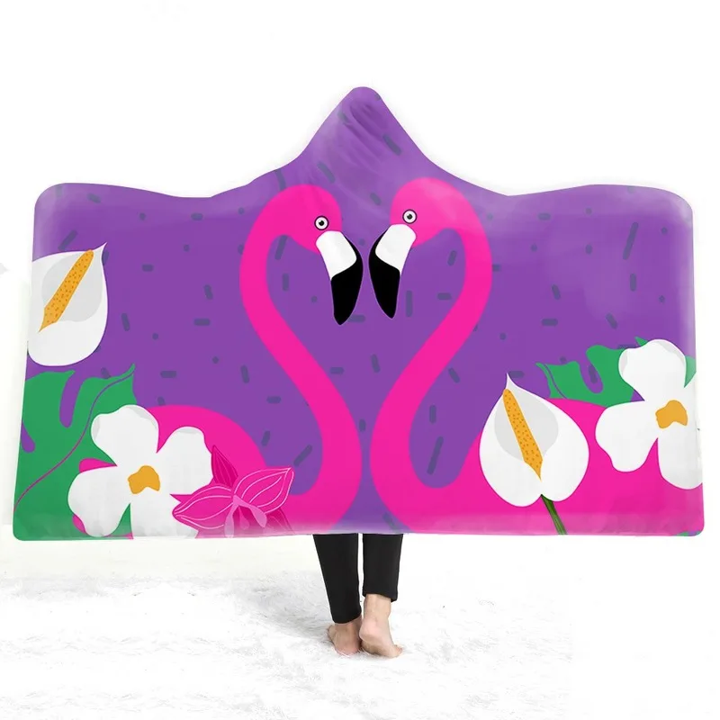 Фламинго с капюшоном одеяло vs розовый для женщин Рождественский подарок ребенка
