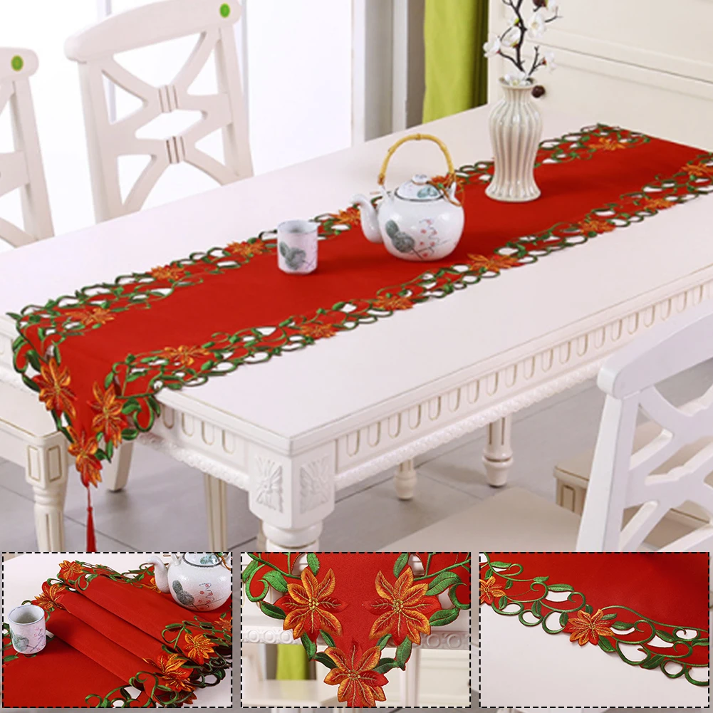 Новогодняя скатерть с вышивкой многоразовая в стиле кантри флагом настольное