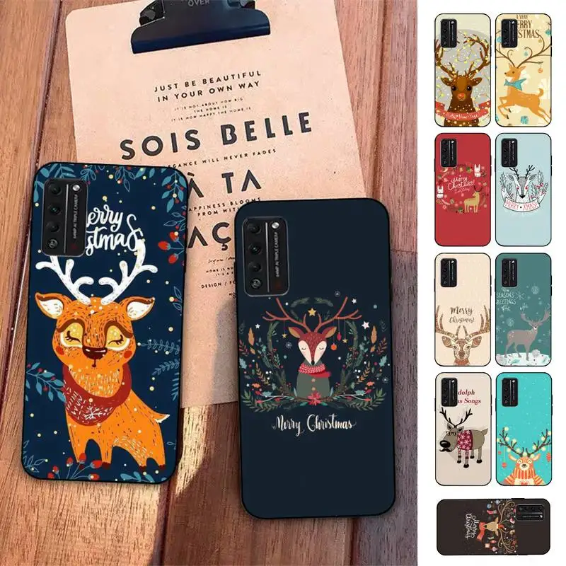 

FHNBLJ New year Merry christmas elk snowflake Phone Case for Huawei Honor 8 9 10 5A 30 20 pro lite 8X 8C