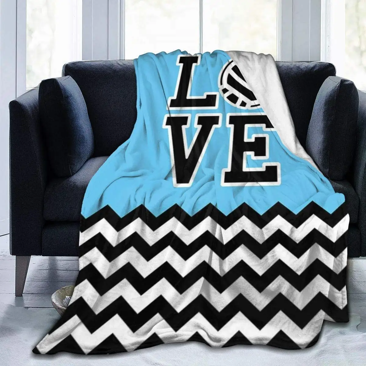 

I Love Volleyball Soft Throw Blankets for Couch Cozy Lightweight Decorative Blankets for Bed