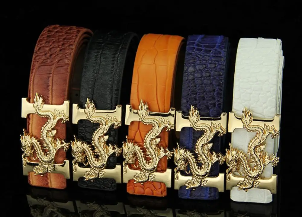 Мужской ремень деловой крокодиловый узор гладкий с пряжкой для мужчин