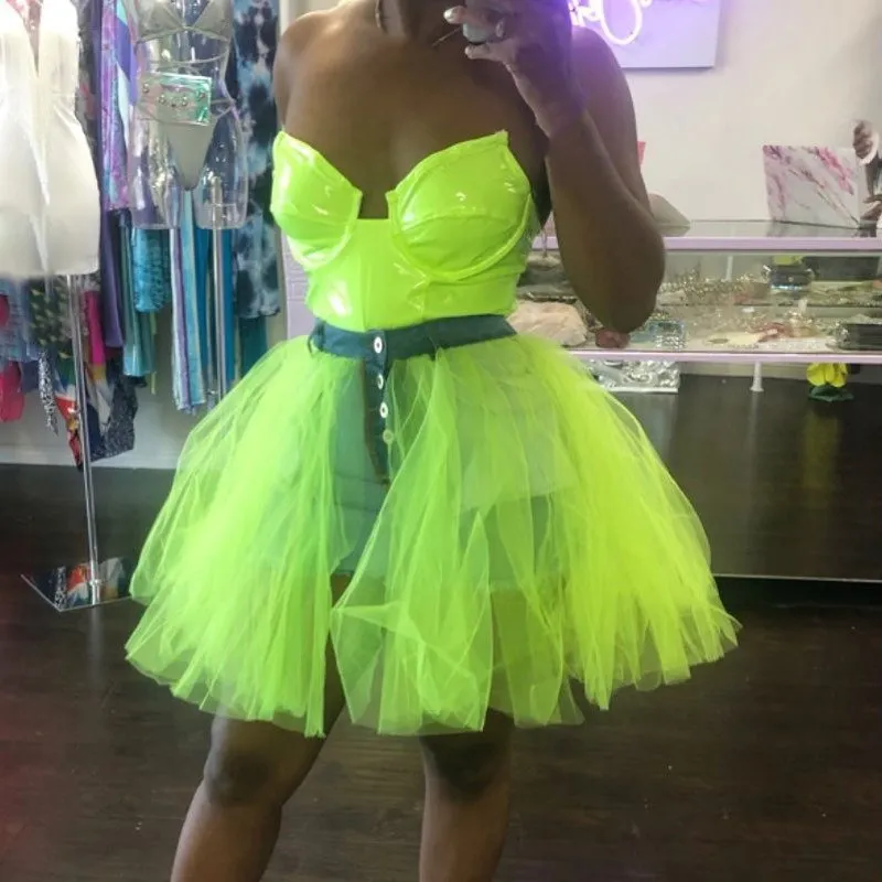 Для женщин сексуальные короткие тюлевые юбки с оборками высокой талией из