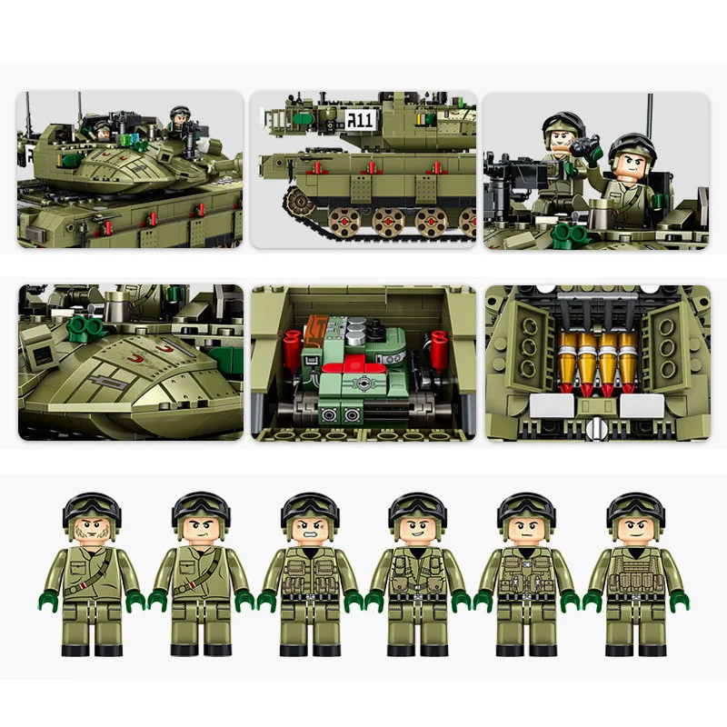 

1730PCS Military Series MK4 Israeli Merkava Main Battle Tank DIY Model Construction Building Blocks Kid Toys