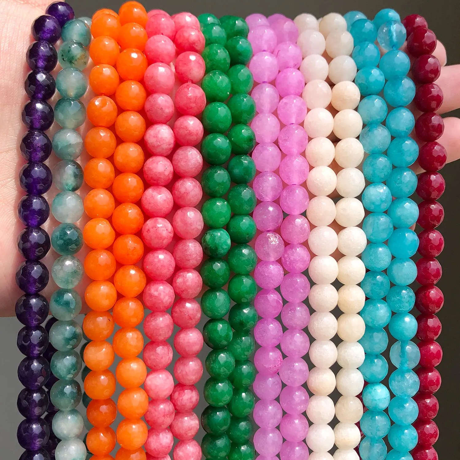 Натуральные мерные граненые Красные Зеленые Синие нефритовые круглые бусины из