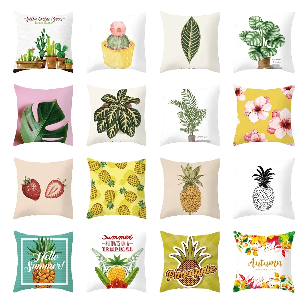 

Pineapple Cactus Plants Pattern 45*45cm Cushions Pillowcase Polyester Cushion Cover Throw Pillow Sofa Decoration Pillowcover