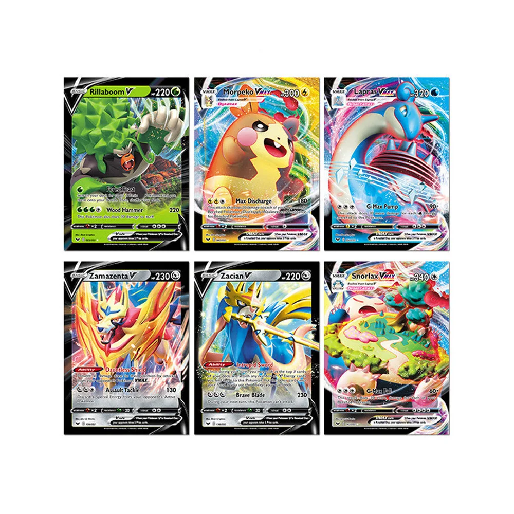 Новинка 2020 55 шт. карты Pokemon Vmax меч и экранированная картина блестящая