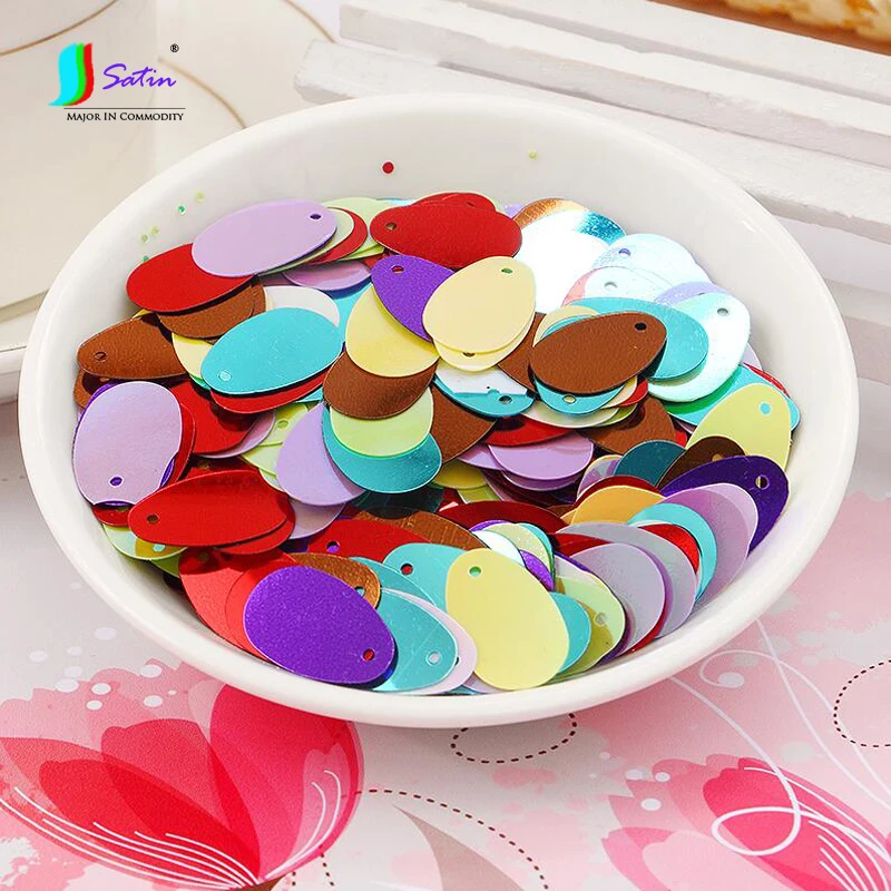 Большие овальные пайетки в форме яйца плоские из ПВХ с боковым отверстием одежда