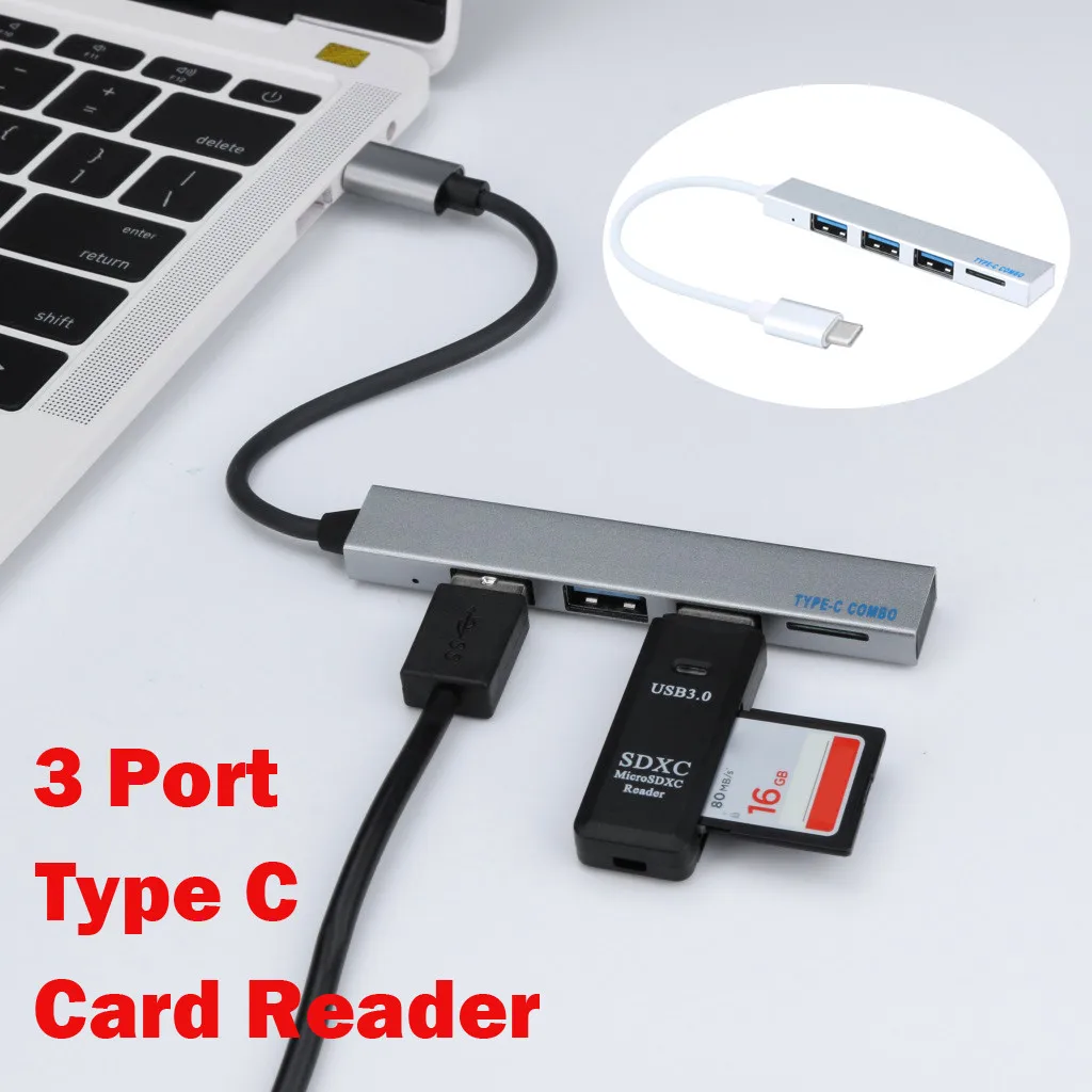 Usb хаб 2 0 USB 3 1 Type C к 3USB Высокоскоростной в портовый с картридером TF для планшета