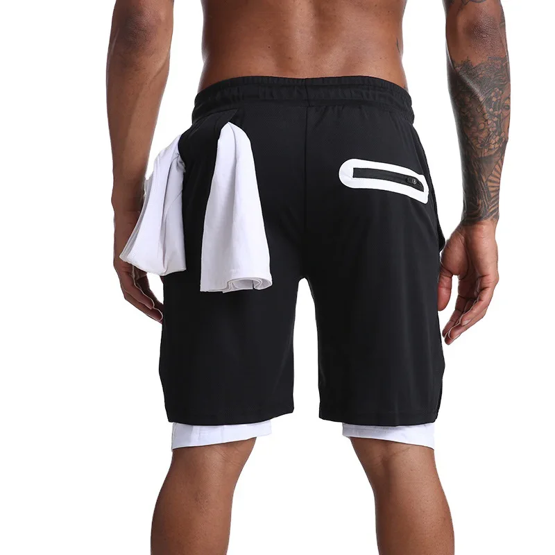 

Men 2 in 1 Running Shorts Jogging Gym Fitness Training Quick Dry Beach Short Pants Male Summer Sports Workout Bottoms Clothing