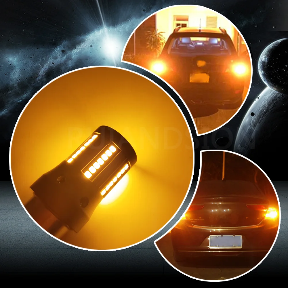 

RUIANDSION 2 Pcs 66 2016smd Auto Led BA15S 1156 Car Turn Signal Light Reversing Lamp DC 9-18V 12V White Yellow Amber 6000K 3000K