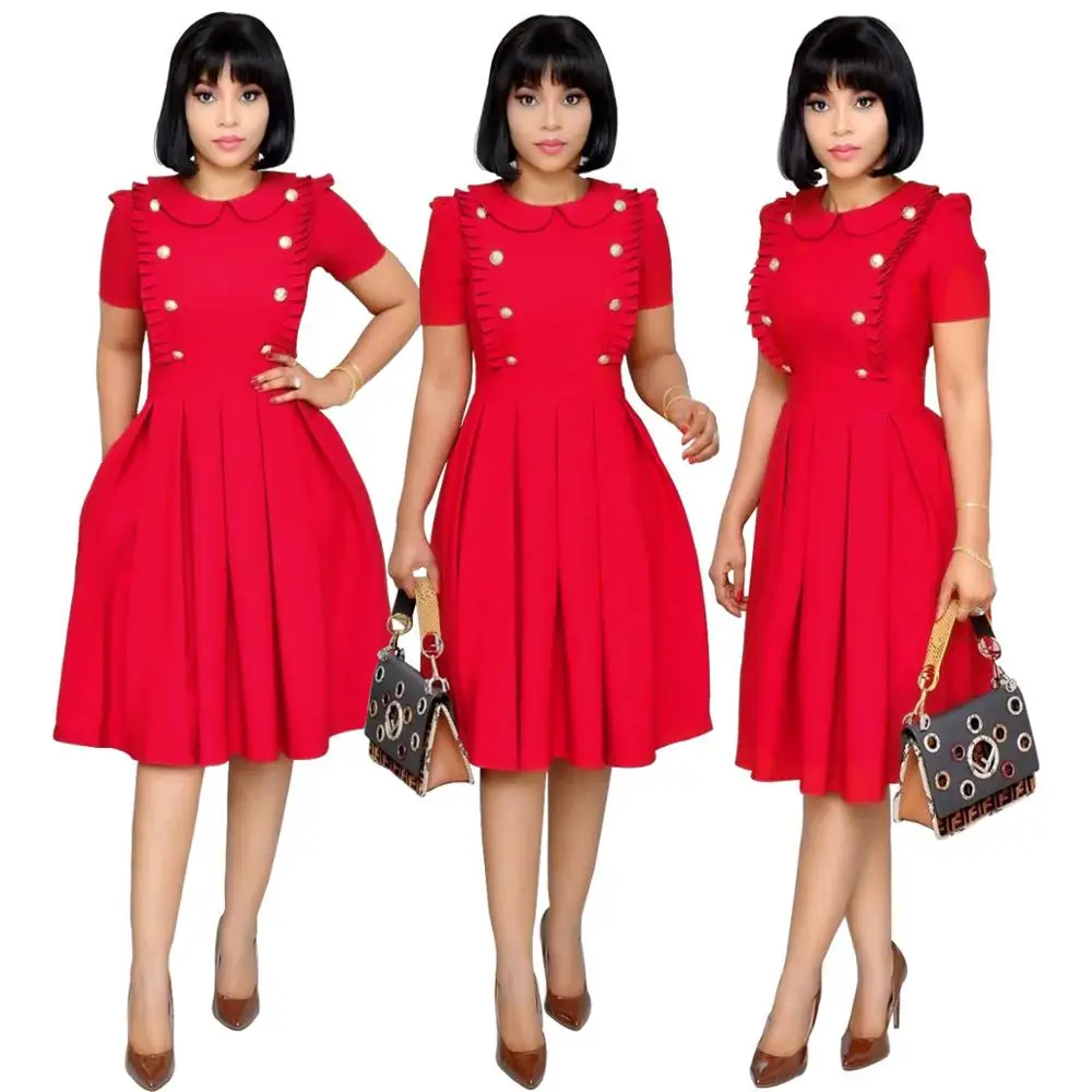 Элегантное платье Дашики плиссированное короткий рукав офисное для девушек