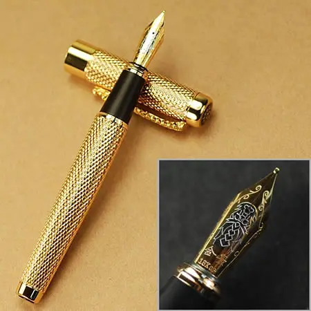 gold Jinhao1200 серебро 18KGP B перо перьевая ручка ДРАКОН РЕЗНЫЕ канцелярские принадлежности Школьные и офисные ручки - Цвет: gold