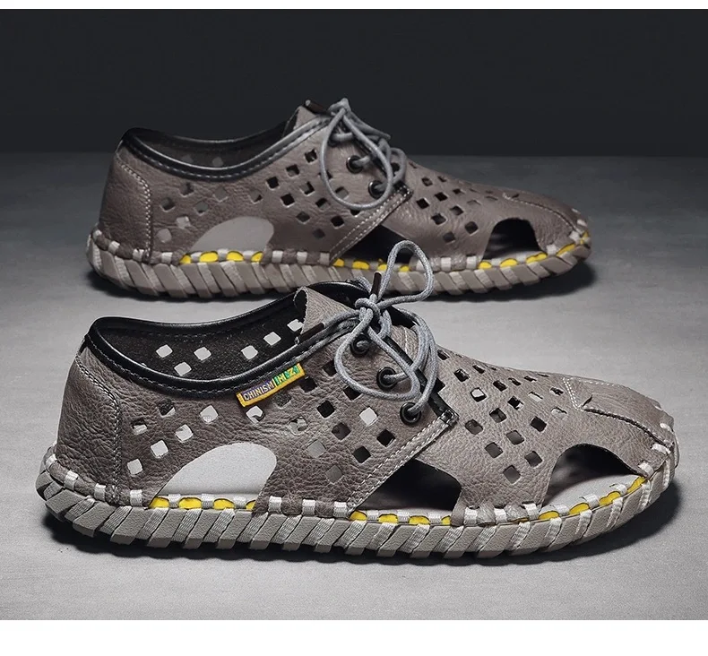 

Genuine Leather Men Shoes Summer New Large Size Men's Sandals Men Sandals Fashion Sandals Slippers Mesh sandals 38-44