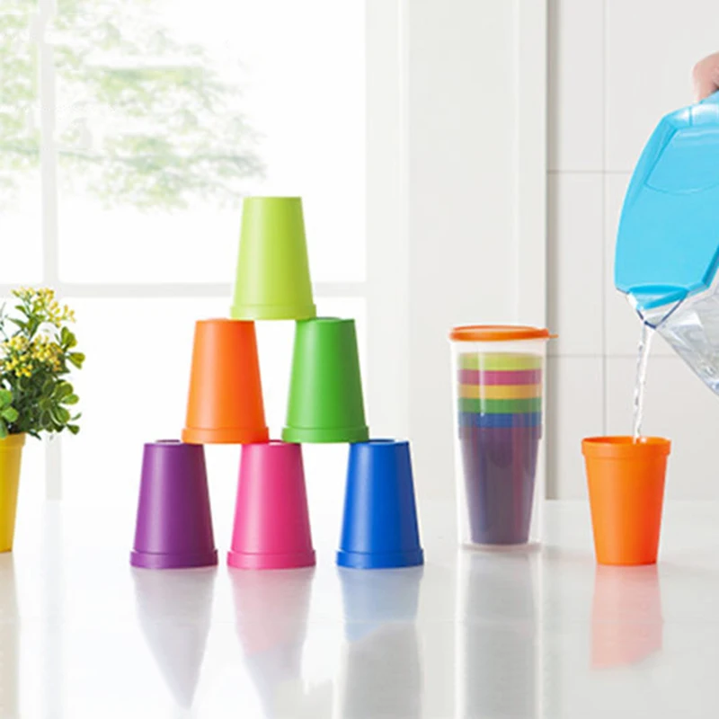 

Mug Plastic Cups Water Battle Set Of 8 Reusable Picnic Travel Trendy Funny Portable Rainbow Suit Cup Outdoor Party Drink Cup