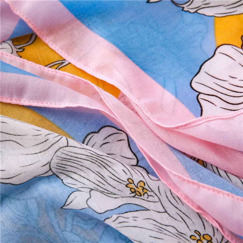 

Visrover 2020 Flower Print Beach Scarf Luxury Brand Viscose Big Scarf Floral Hijab Hair Women Scarfs Fashionable Spring Scarves