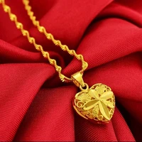 authentic love heart shaped 24k gold pendant necklace lady elegant gold jewelry necklace necklace necklace birthday gift
