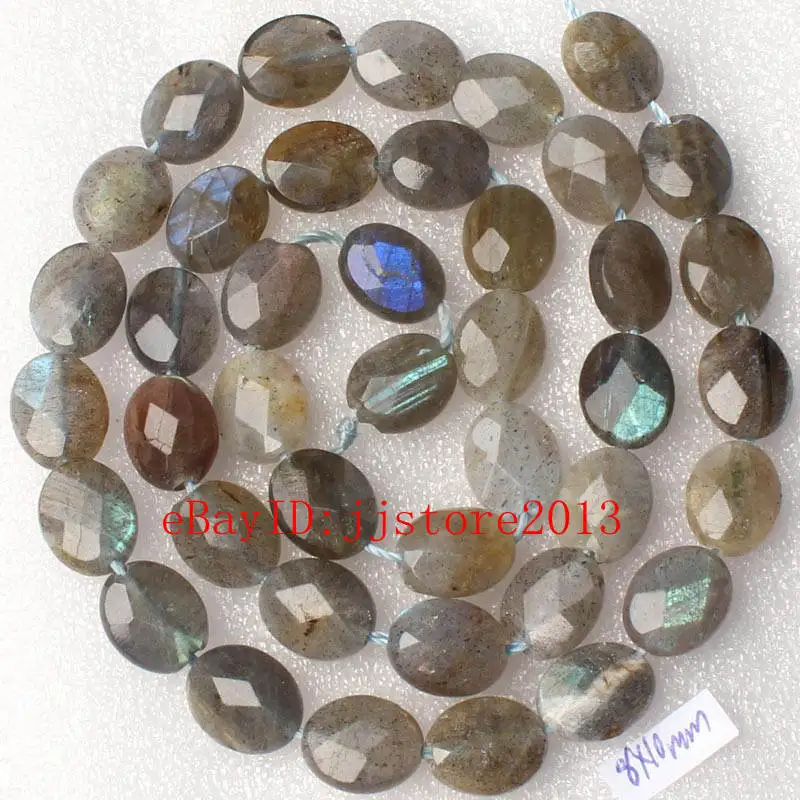 8x10 мм натуральный Граненый Овальный серый Лабрадор нитка с широкими бусинами