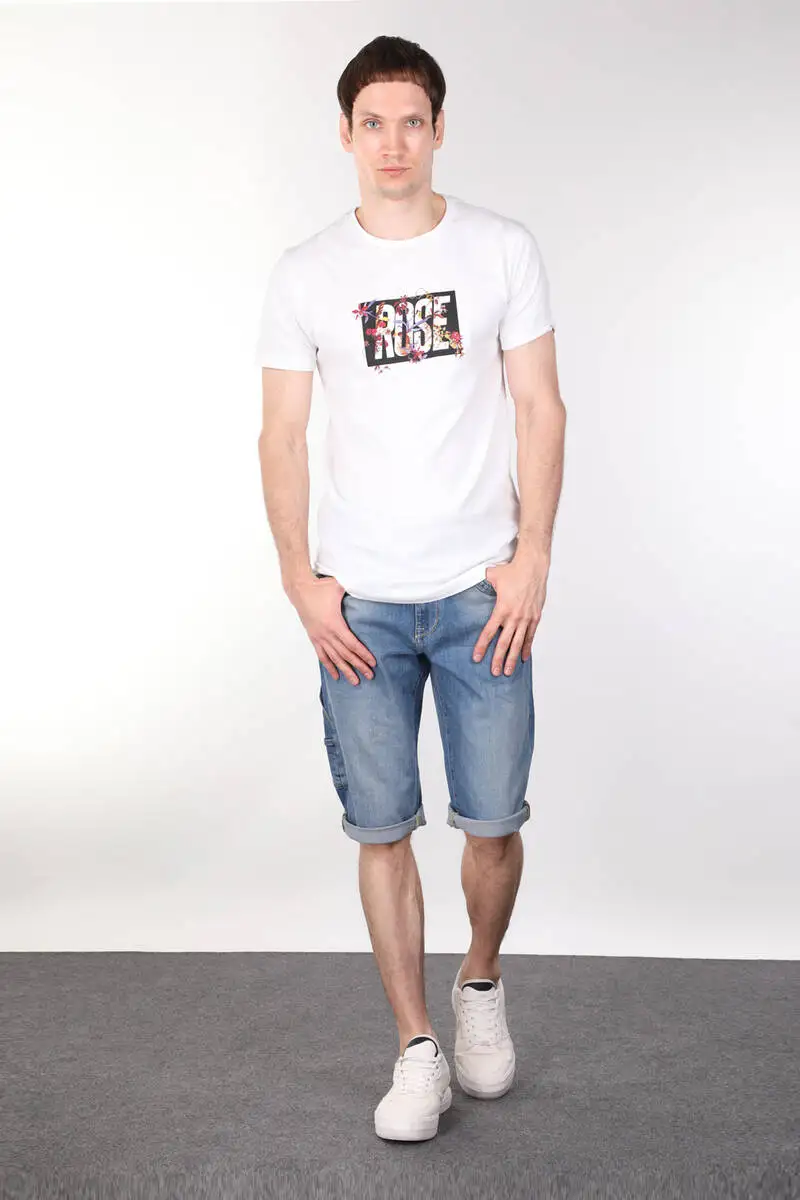 

Blue Piece Back Pocket Detailed Mens Capri