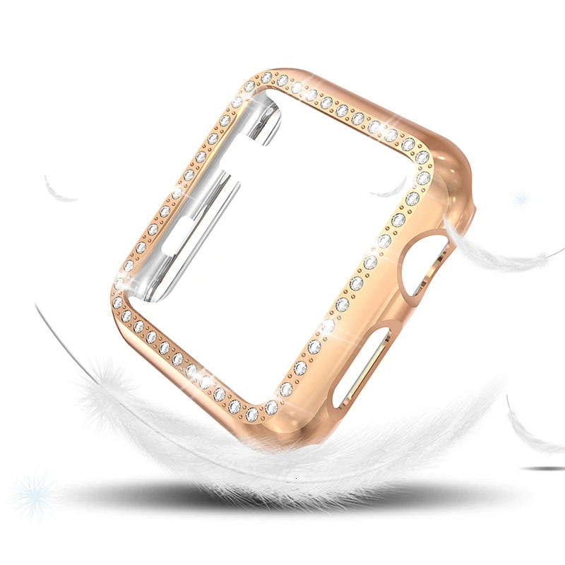 Розовое золото Алмазный чехол для apple watch Series 5 44 мм 40 мм iWatch 4 защитная крышка экрана PC Watch Case для apple watch 3 Case 38 мм 42 мм - Цвет: Розовое золото
