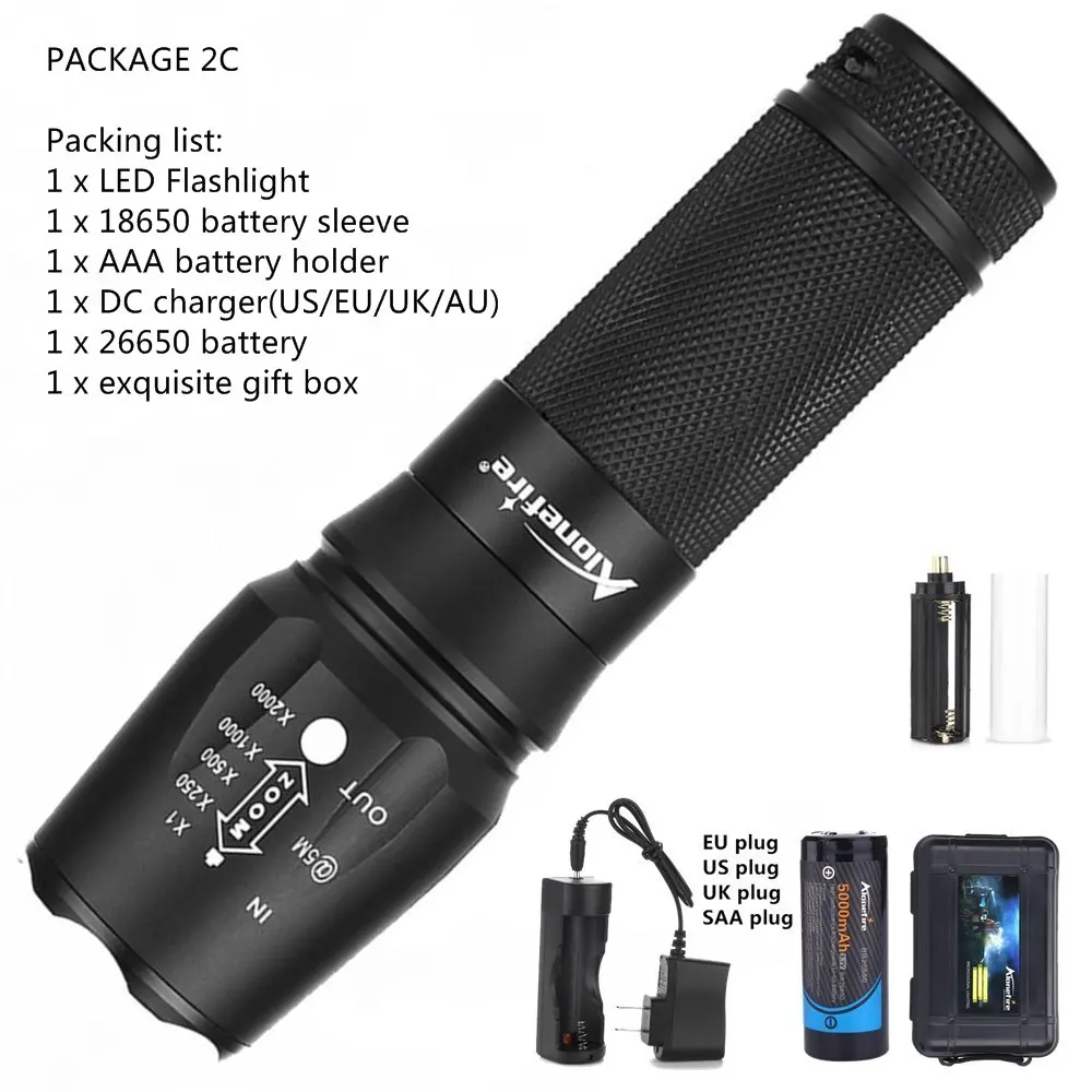 X800 flashlight AloneFire прожектор фонарик Cree X800 XM-L T6 L2 U3 светодиодный фонарь для велосипеда, дорожный фонарь, велосипедный фонарь AAA 18650 26650, литий-ионный аккумулятор - Испускаемый цвет: X800 flashlight
