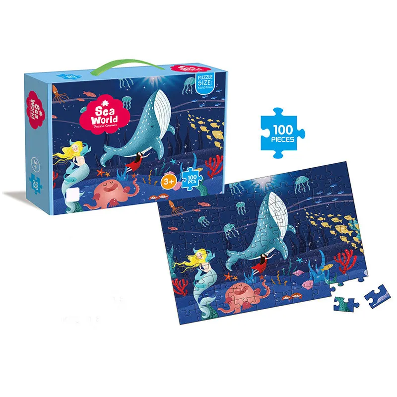 

100pcs Sea Wooden Jigsaw Puzzle Kids Baby Learning Educational Toys For Children Wood Puzzles Toy Boys Girls