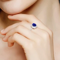 lab sapphire ring real 925 sterling silver emstone rings for women wedding engagement jewelry gorgeous promise anillos mujer