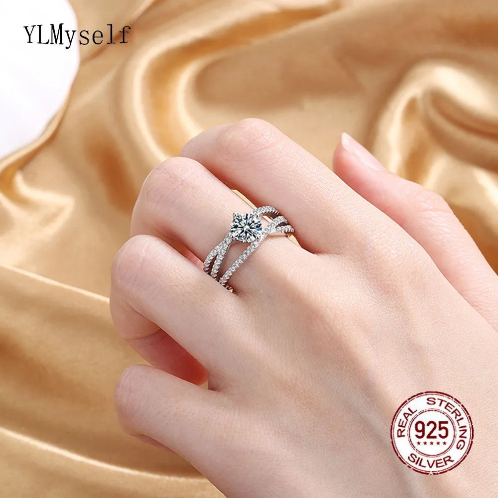 

1 Carat (6.5mm) Moissanite Ring Real 925 Silver Bridal Engagement Rings Free Adjustable Size Wedding Fine Jewelry For Women