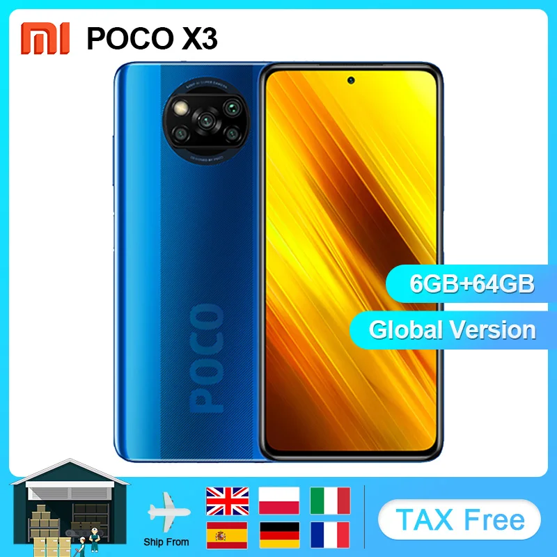 Xiaomi POCO X3 NFC глобальная версия смартфона Android 64 Гб 128 ГБ Snapdragon 732G 64MP камера 5160 мАч 6 67