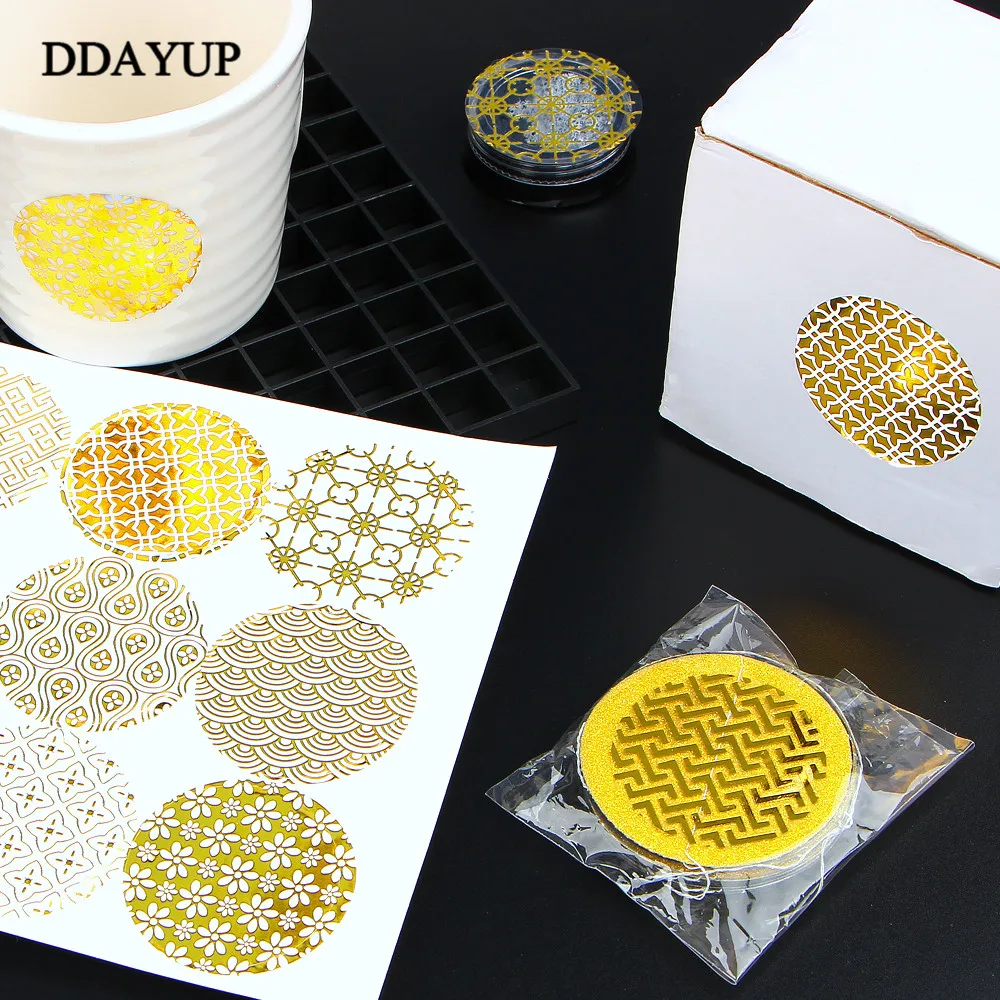 90 шт./лот Прозрачная Фольга Золотая этикетка наклейка Круглая из ПВХ прозрачная