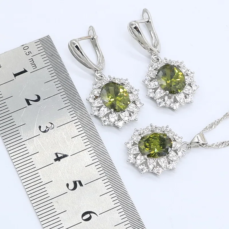 Новое поступление серебряный цвет Φ зеленый циркон AAA браслет серьги ожерелье