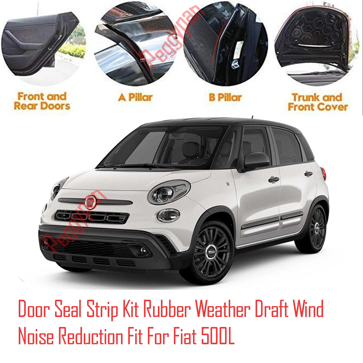 Door Seal Strip Kit Self Adhesive Window Engine Cover Soundproof Rubber Weather Draft Wind Noise Reduction Fit For Fiat 500L