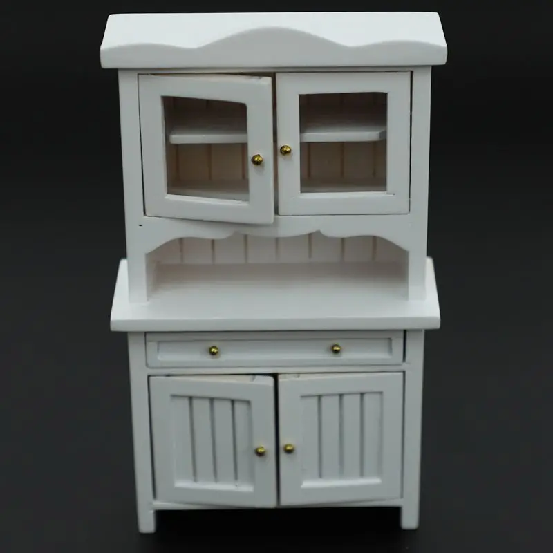 

Mini Cabinet Model Cupboard Shelf White Cabinet Kitchen Dining Display Display Doll House Kitchen Dollhouse Accessory