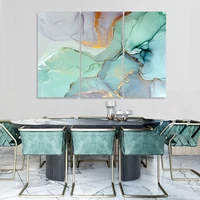 3 panels abstract teal marble artwork canvas paintings posters prints wall art pictures for living room office home decor