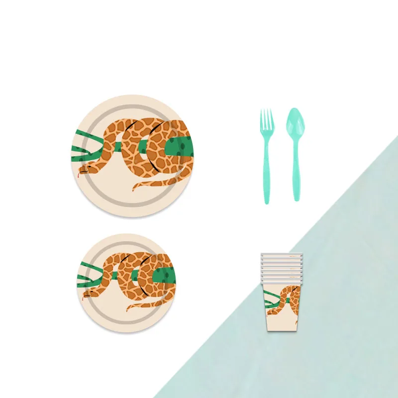 Одноразовая посуда в виде змеи украшение на день рождения вилка чашка салфетка