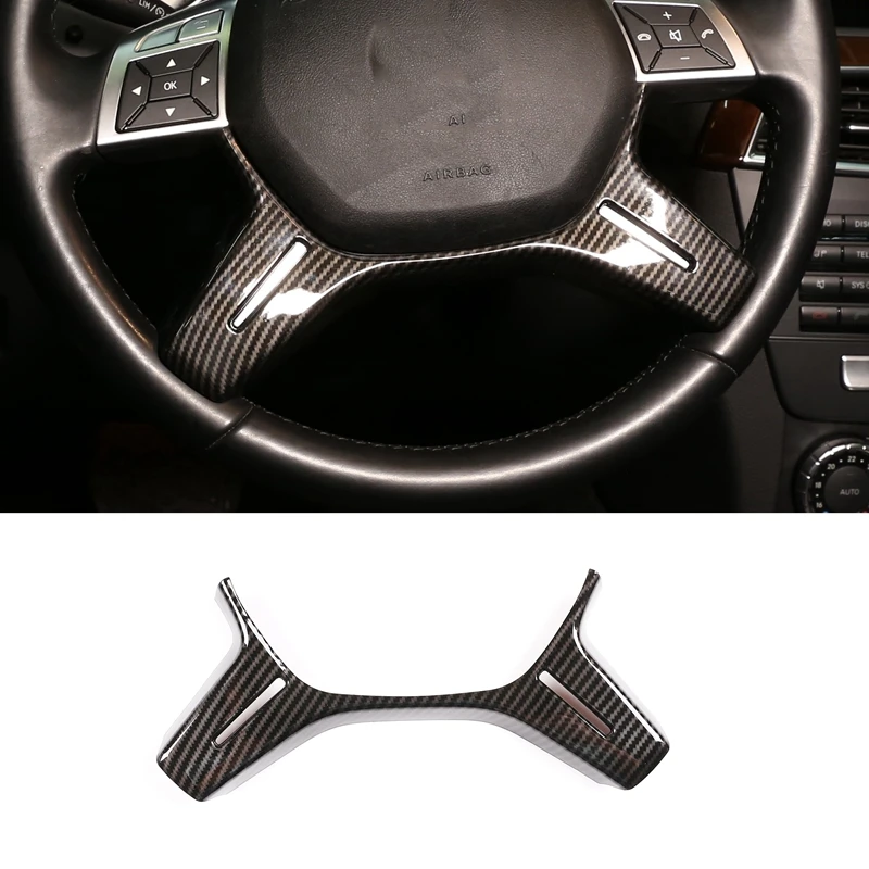 

For Mercedes Benz C Class W204 2011-2013 Carbon Fiber Steering Wheel Frame Panel Cover Decorate Trim