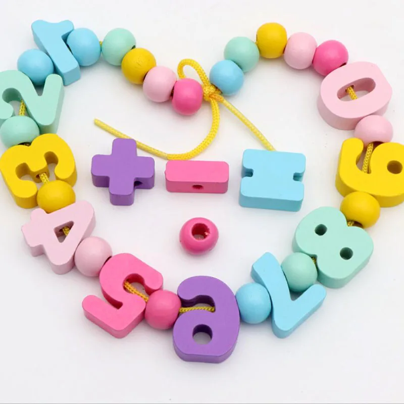 

Обучающие деревянные игрушки Монтессори из бисера для детей, красочные цифровые бусины, интеллектуальная развивающая игрушка ручной работ...