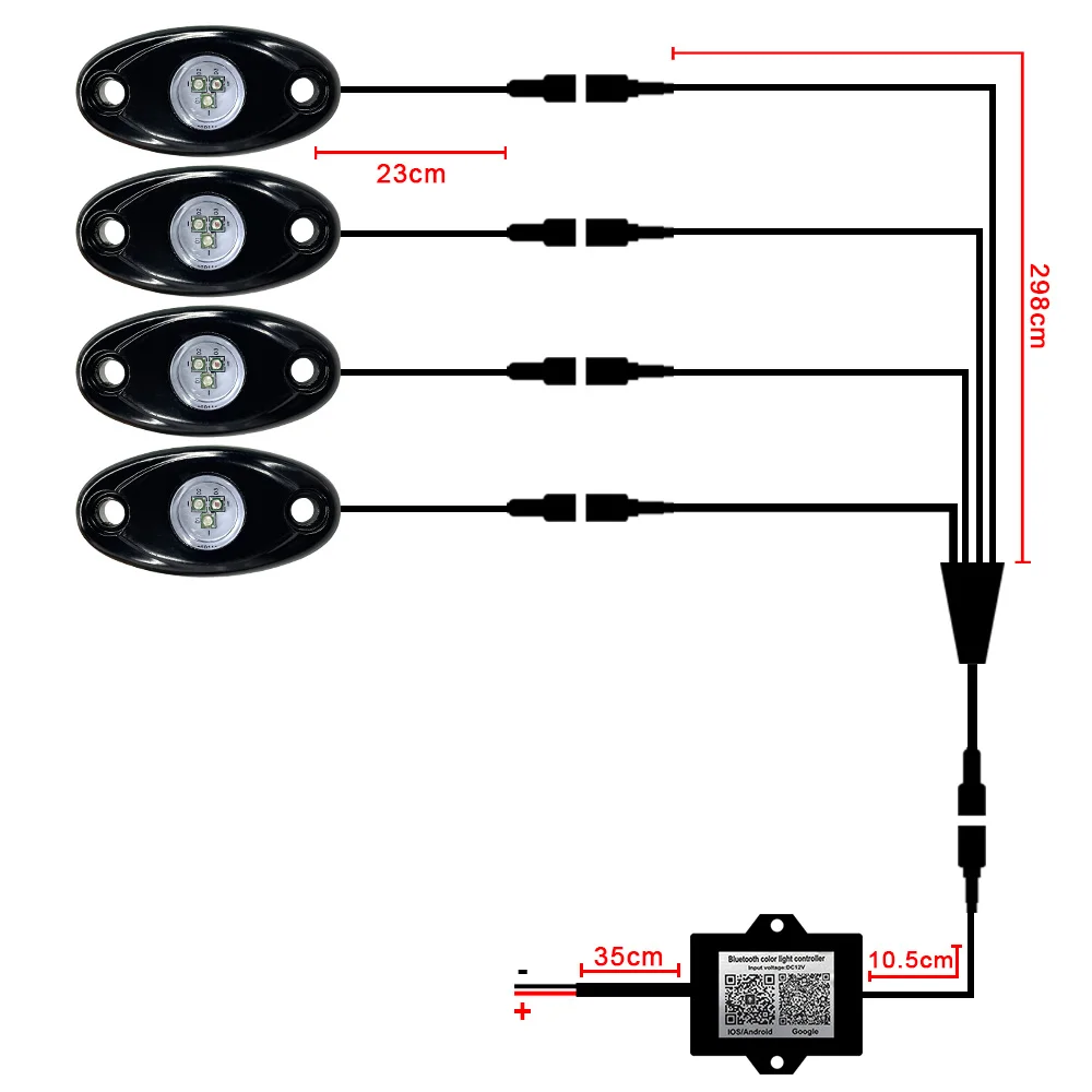 

Bluetooth App Control Car Accessories Underbody Neon Atmosphere Lamps 10-30V 4/8pcs LED RGB Rock Music Lights