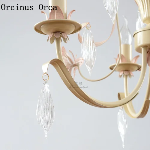 American Romantic Pink Butterfly chandelier Girl Bedroom Princess room lamp Korean creative LED Candle Chandelier free shipping | Освещение