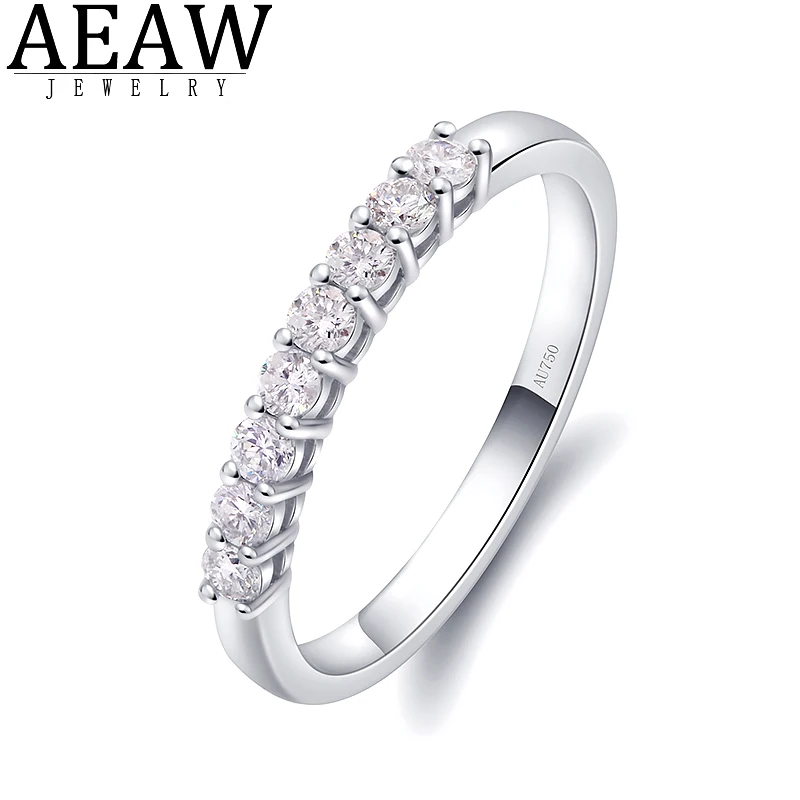 

Кольцо AEAW из белого золота с топазом и муассанитом женское, обручальное и свадебное кольцо с круглым вырезом 2 мм, 0,25 CTW, 14 к
